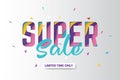 Super sale banner template design. Sale banner design with paper cut background. Abstract sale banner. Paper art and craft style. Royalty Free Stock Photo