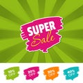 Super sale color banner and 10%, 20%, 30% & 40% Off Marks