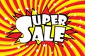 Super Sale- Comic sound effects in pop art style. Royalty Free Stock Photo