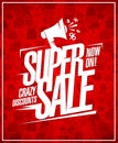 Super sale, crazy discounts, advertising poster design