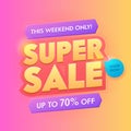 Super Sale 3d Golden Typography Badge. Deal Promotion Trendy Gradient Poster Design. Advertising Digital Campaign Royalty Free Stock Photo