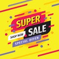 Super sale discount - vector layout concept illustration. Abstract advertising promotion banner. Creative background. Special