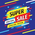 Super sale discount - vector layout concept illustration. Abstract advertising promotion banner. Creative background. Special offe