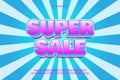 Super sale editable text effect 3 dimension emboss comic style Royalty Free Stock Photo