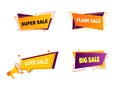 Super sale,flash sale,big sale.Flat linear promotion ribbon banner, scroll, price tag, sticker, badge, poster. Vecto