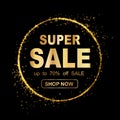 Super sale golden baner concept - vector