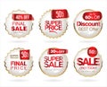 Super sale golden retro badges and labels collection Royalty Free Stock Photo
