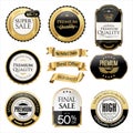 Super sale golden retro badges and labels collection Royalty Free Stock Photo