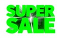 SUPER SALE green word on white background illustration 3D rendering Royalty Free Stock Photo