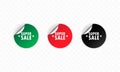 Super sale icon. Sticker set. Discount vector. Super sale labels set. Black, red and green round circle tags. Sale tags badges Royalty Free Stock Photo