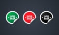 Super sale icon. Sticker set. Discount vector. Super sale labels set. Black, red and green round circle tags. Sale tags badges Royalty Free Stock Photo