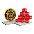 Super sale label with cubes of discount