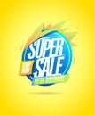 Super sale, mega discounts, shop now- vector banner design