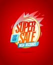 Super sale, mega discounts, shop now vector web banner or poster design Royalty Free Stock Photo