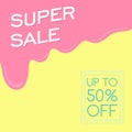 Super sale. Melting ice cream. Banner design.