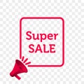 Super Sale message quote megaphone vector icon