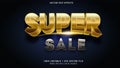 super sale modern golden 3d editable text effect