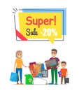 Super Sale with 20 Off Promo Poster with Family