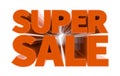 SUPER SALE orange word on white background illustration 3D rendering