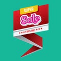 Super Sale, origami style offer banner. Royalty Free Stock Photo