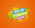 Super Sale paper banner. Vector illustration