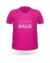 Super Sale Pink T-Shirt on White. Vector