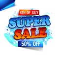 Super Sale Poster, Banner or Flyer for 4th of July.