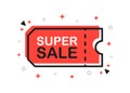 Super sale, promo code, coupon code banner in flat design on white background. Vector. Royalty Free Stock Photo