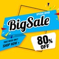 Mega sale. Big Sale banner templte yellow.special offer price Royalty Free Stock Photo