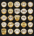 Super sale retro golden badges and labels vector collection Royalty Free Stock Photo