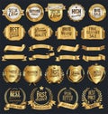 Super sale retro golden badges and labels vector collection Royalty Free Stock Photo