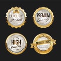 Super sale retro golden badges and labels vector collection Royalty Free Stock Photo