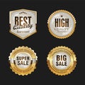 Super sale retro golden badges and labels vector collection Royalty Free Stock Photo
