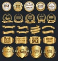 Super sale retro golden badges and labels vector collection Royalty Free Stock Photo