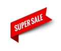 Super Sale ribbon vector banner. Red promotion label bew offer price tag label for advertising Royalty Free Stock Photo