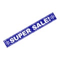 SUPER SALE! Scratched Rectangle Stamp Seal with Snowflakes Royalty Free Stock Photo