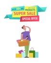 Super Sale Special Offer Man Vector Illustration