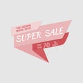Super Sale special offer banner, up to 70% off. Vector illustration. Colorful total sale sign.Red label. Icon for special offer. Royalty Free Stock Photo