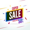 Super Sale special offer. 50 off discount baner. Vector promotion market banner for Sale