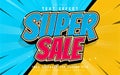 Super sale text effect comic style Royalty Free Stock Photo