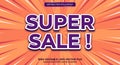 Super sale text effect template. Editable text effect. Promotional sale style Royalty Free Stock Photo