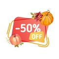 Super sale Thanksgiving banner. Autumn special offer badge for web design and discount promotion
