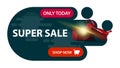 Super sale, only today, modern green discount banner