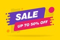 Super Sale, this weekend special offer banner, up to 50 percent off. Vector illustration