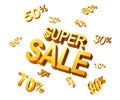 Super Sale word with discount icons Royalty Free Stock Photo