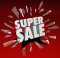 Super Sale Words Shatter Glass Big Clearance Closeout Savings Event Royalty Free Stock Photo