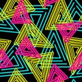 Vector seamless pattern,Playful geometric neon repeat pattern.