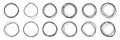 Super set of circles lines sketch hand drawn. Doodle circles for design elements, messages, notes labels