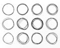 Super set of circles lines sketch hand drawn. Doodle circles for design elements, messages, notes labels Royalty Free Stock Photo