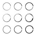 Super set of circles lines. Vector grunge round shapes. Doodle circles for design elements. Royalty Free Stock Photo